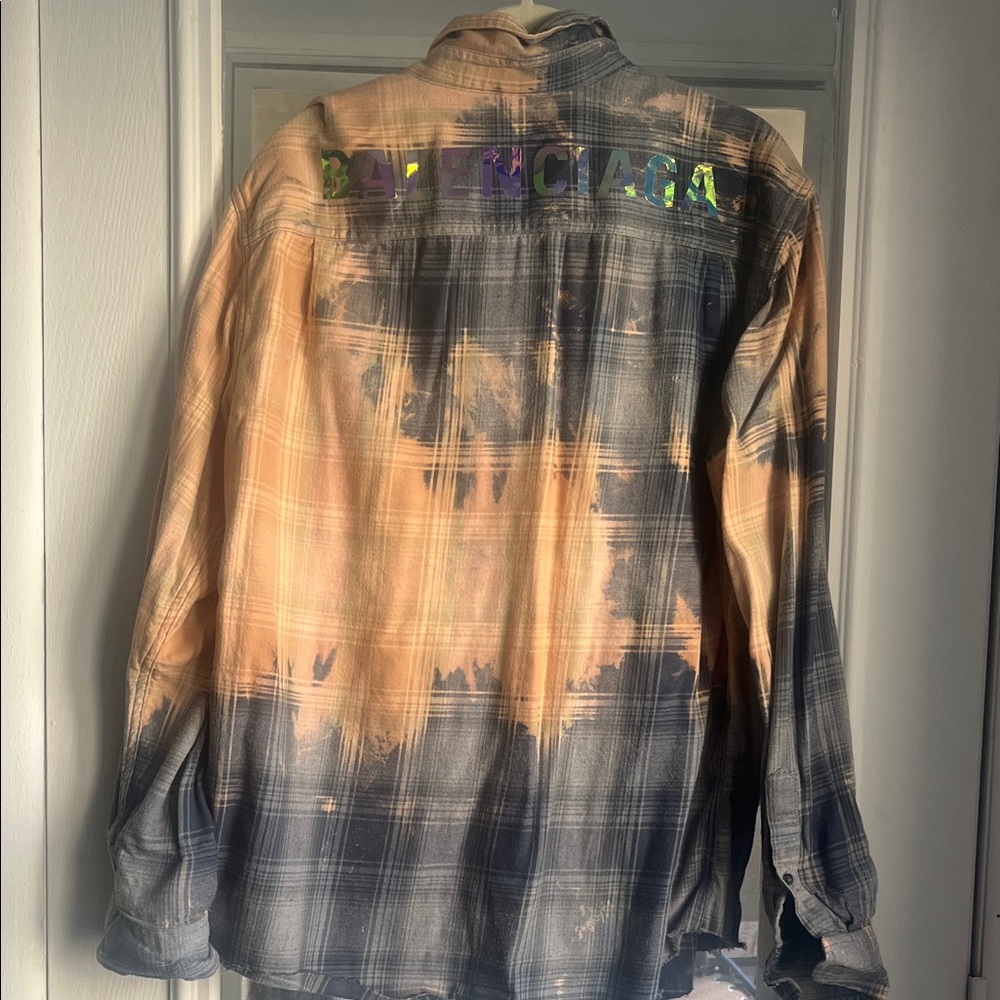 Fau Balenciaga Women's Tie-Dye Button Down Shirt - Black and Tan